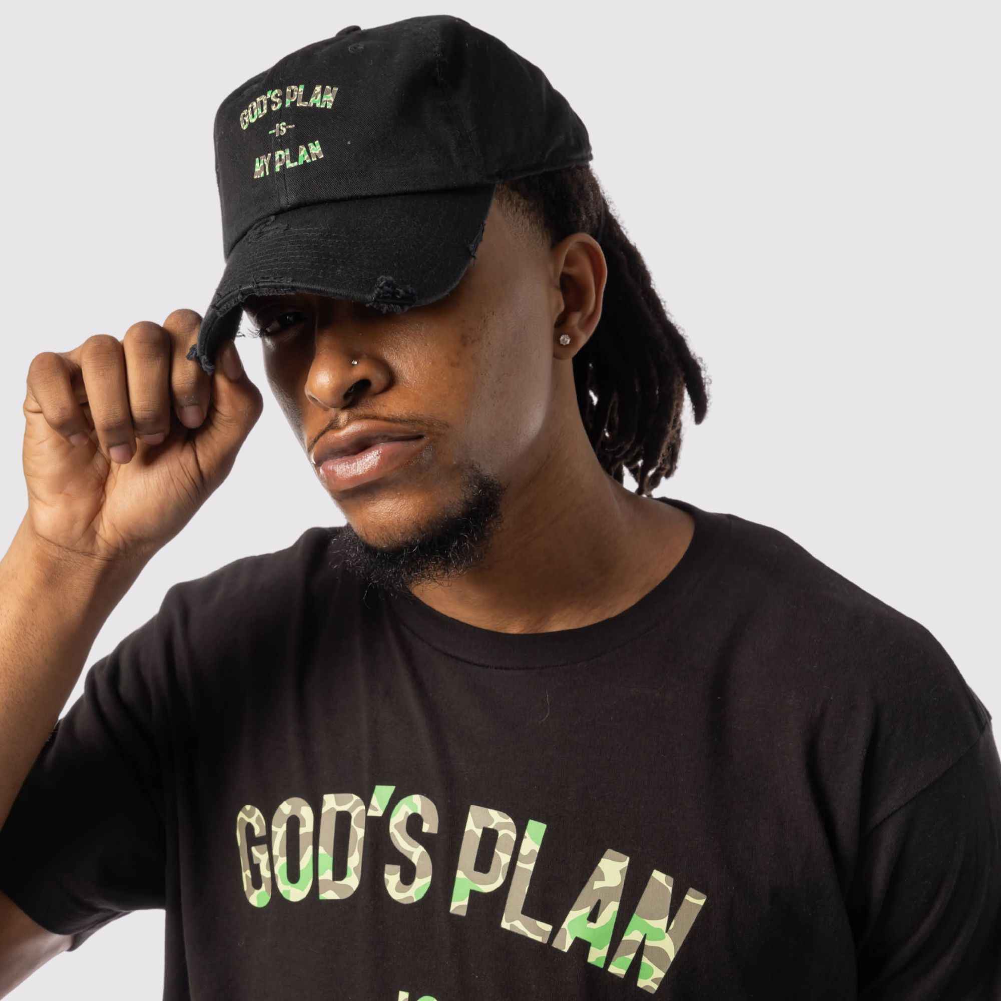 God's Plan My Plan T-Shirt & Hat Bundle Camo