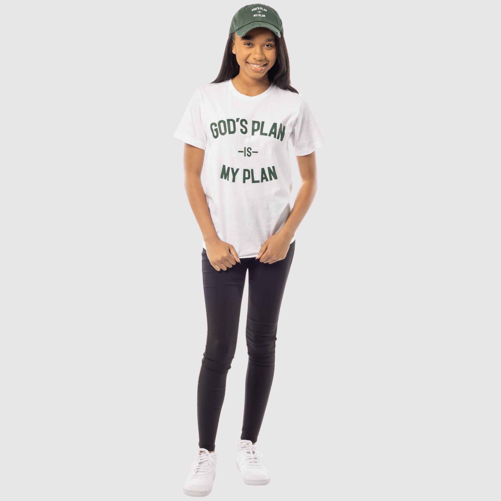 God's Plan My Plan T-Shirt & Hat Bundle Hunter Green