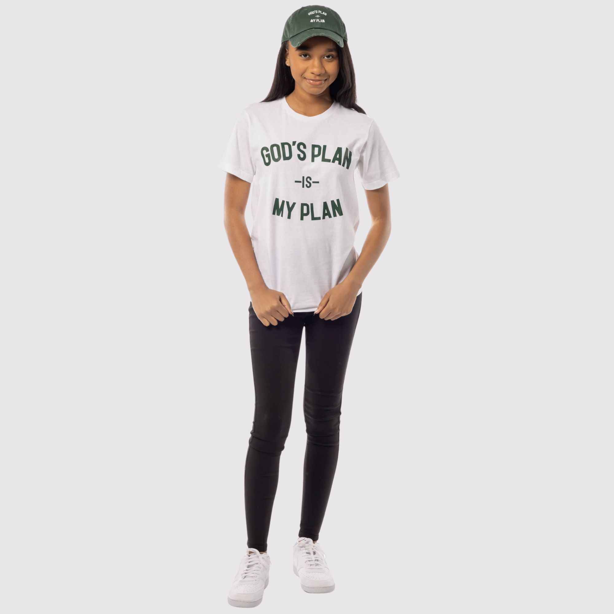 God's Plan My Plan T-Shirt & Hat Bundle Hunter Green