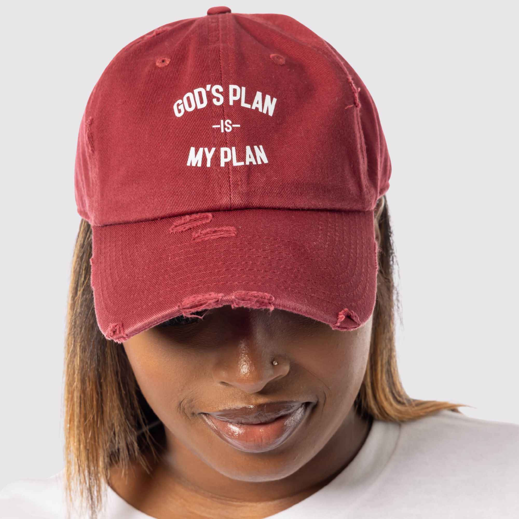 God's Plan My Plan T-Shirt & Hat Bundle Maroon