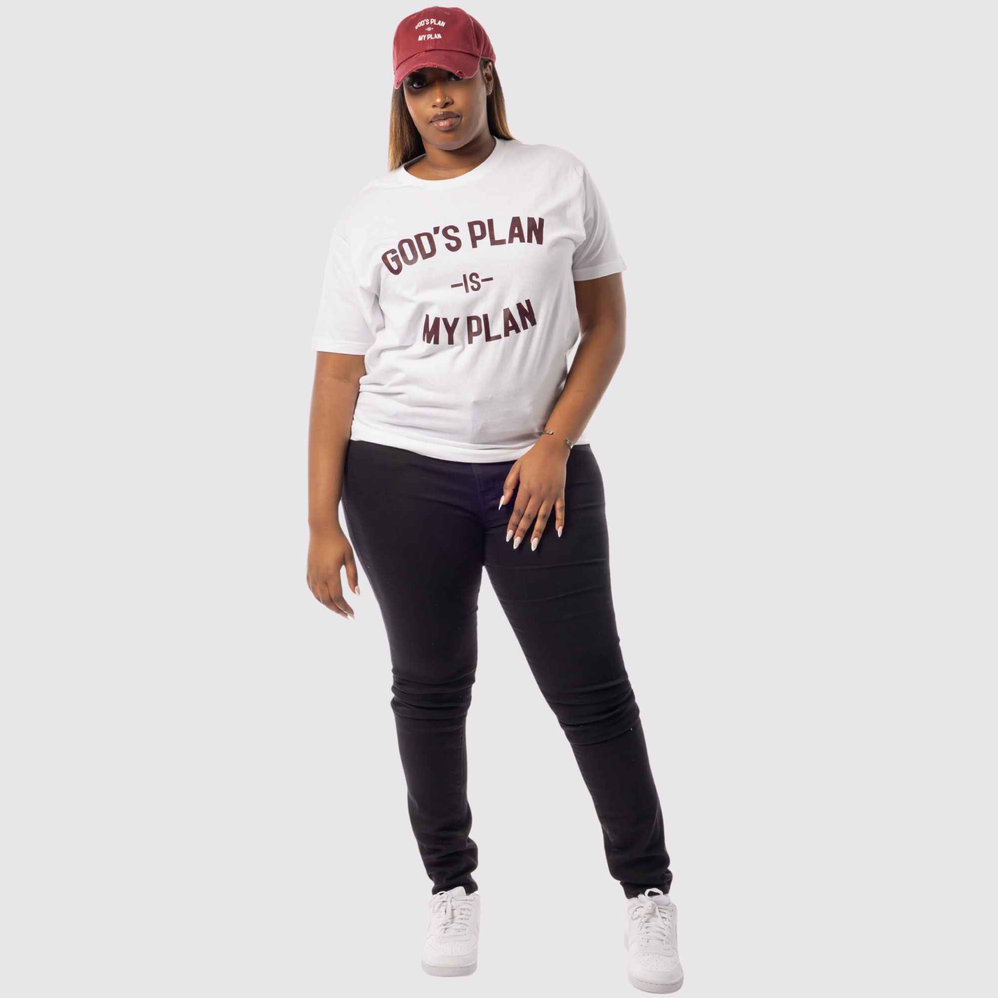 God's Plan My Plan T-Shirt & Hat Bundle Maroon