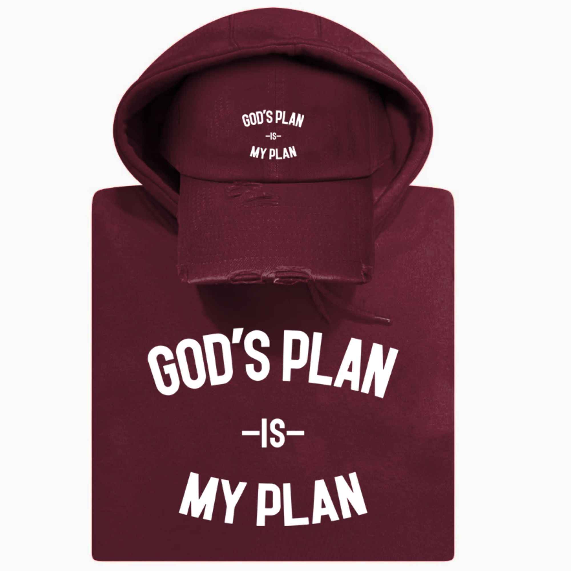 God's Plan My Plan Kids Hoodie & Hat Bundle Maroon