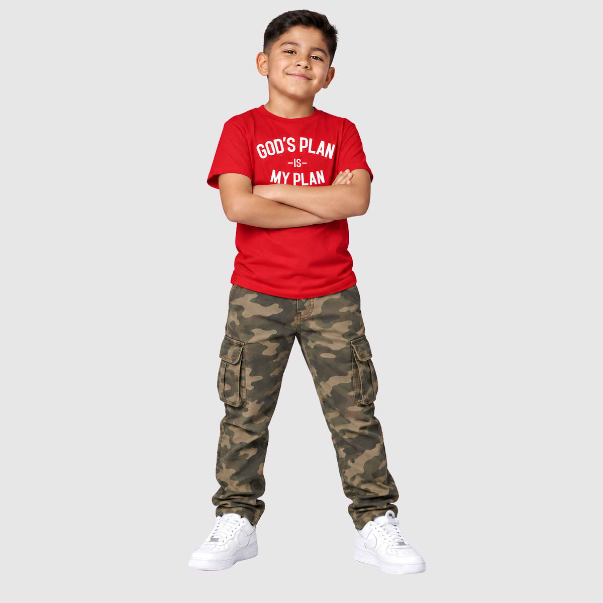 God's Plan My Plan Kids Tee Fire