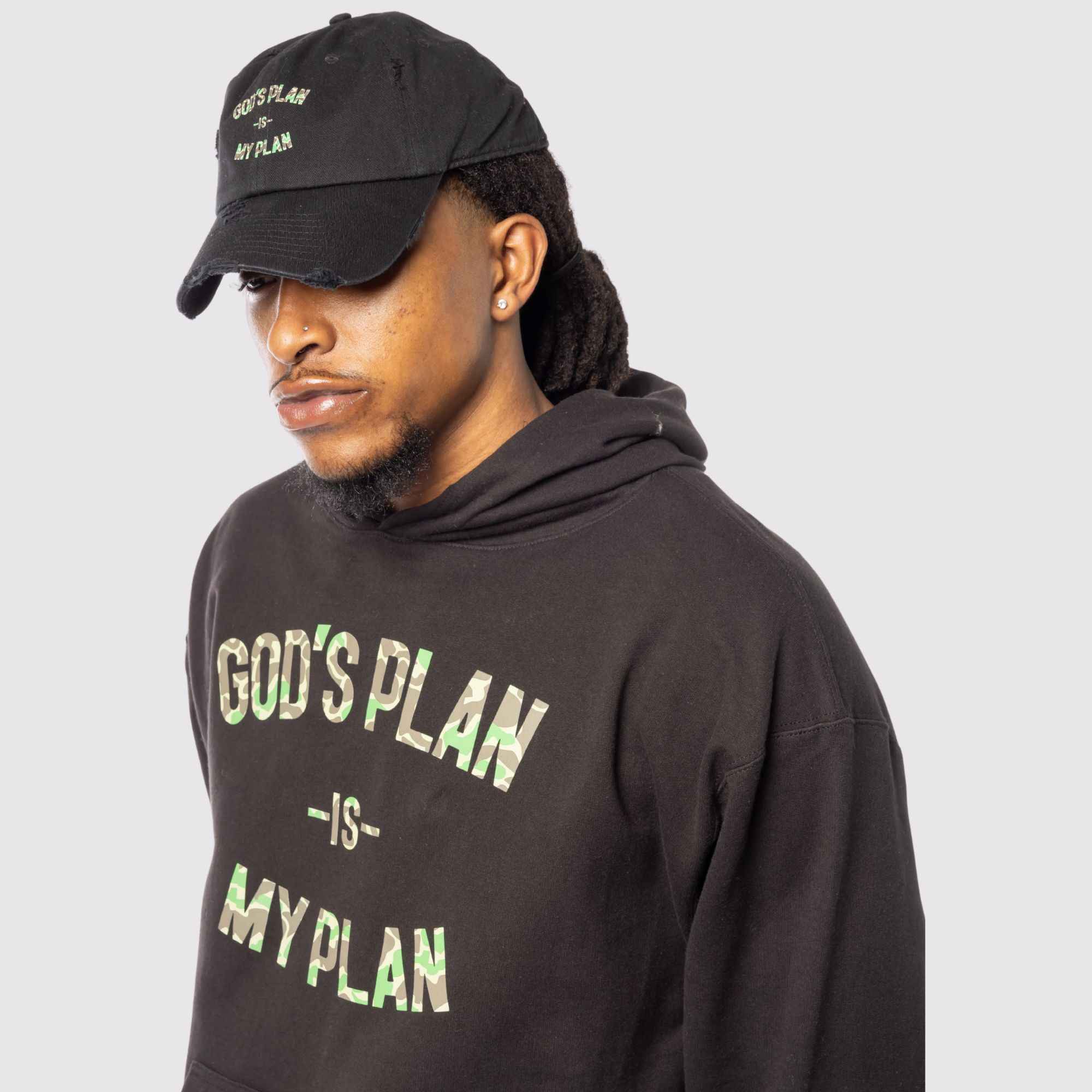 God's Plan My Plan Hoodie & Hat Bundle Camo