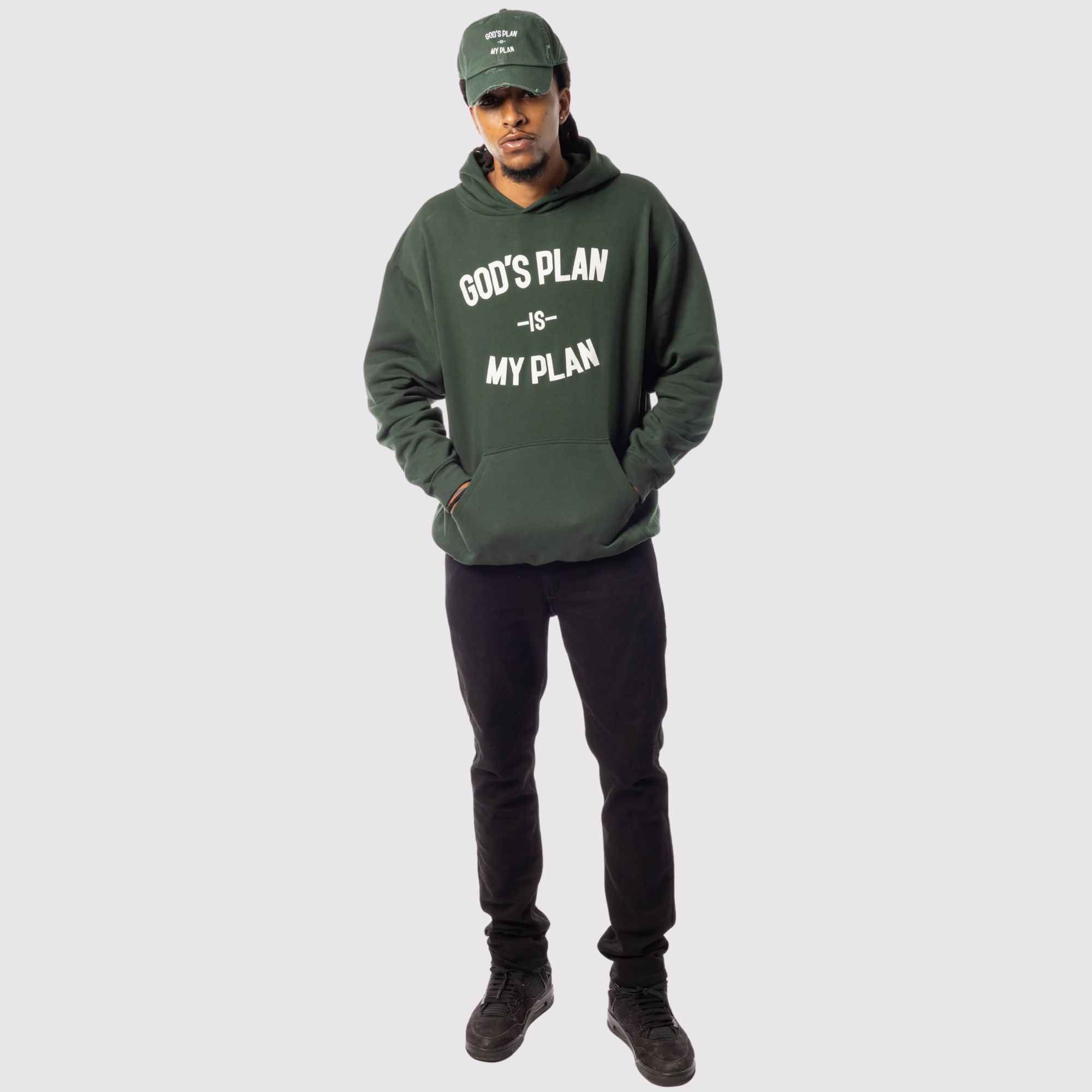 God's Plan My Plan Hoodie & Hat Bundle Emerald