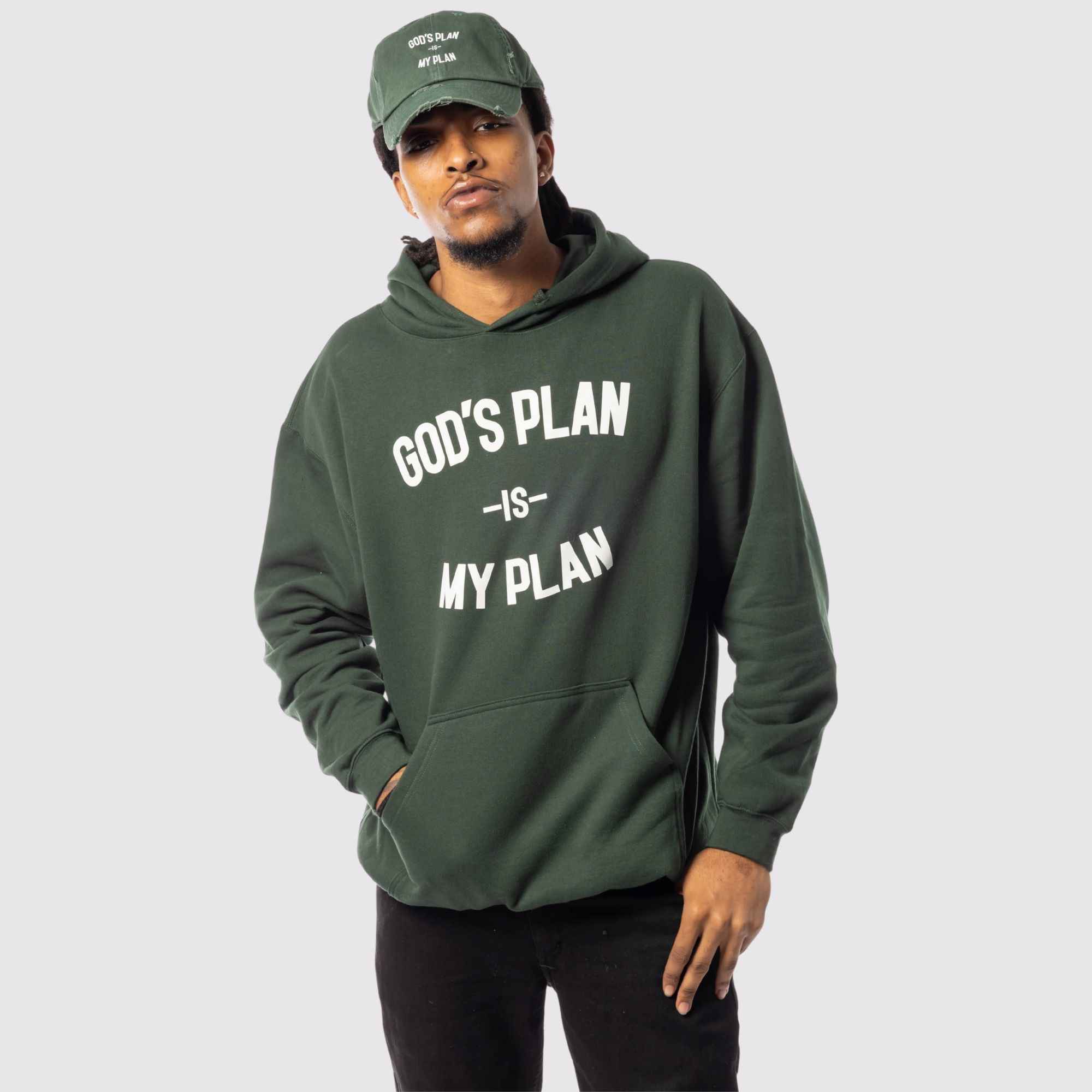 God's Plan My Plan Hoodie & Hat Bundle Emerald