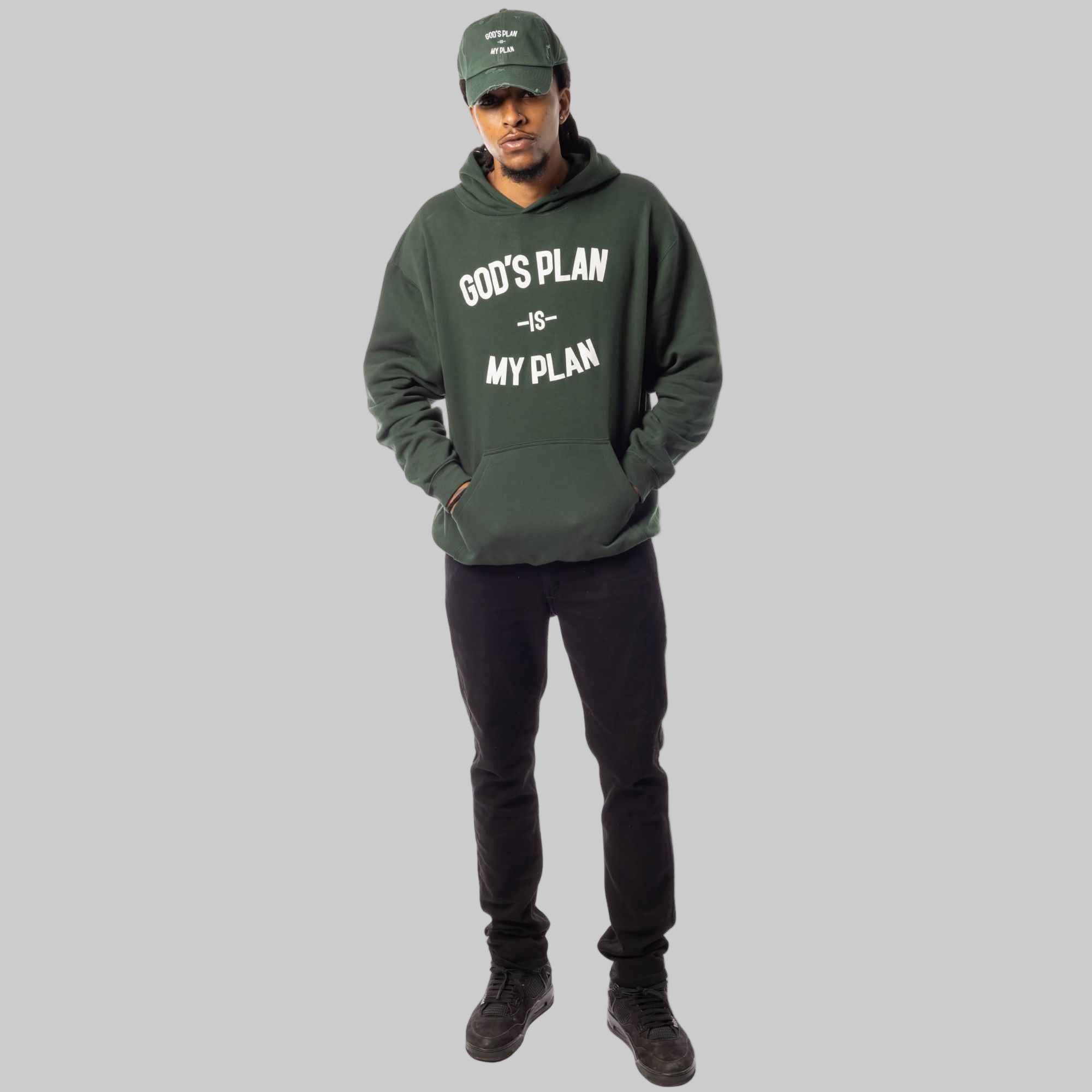 God's Plan My Plan Hoodie & Hat Bundle Emerald