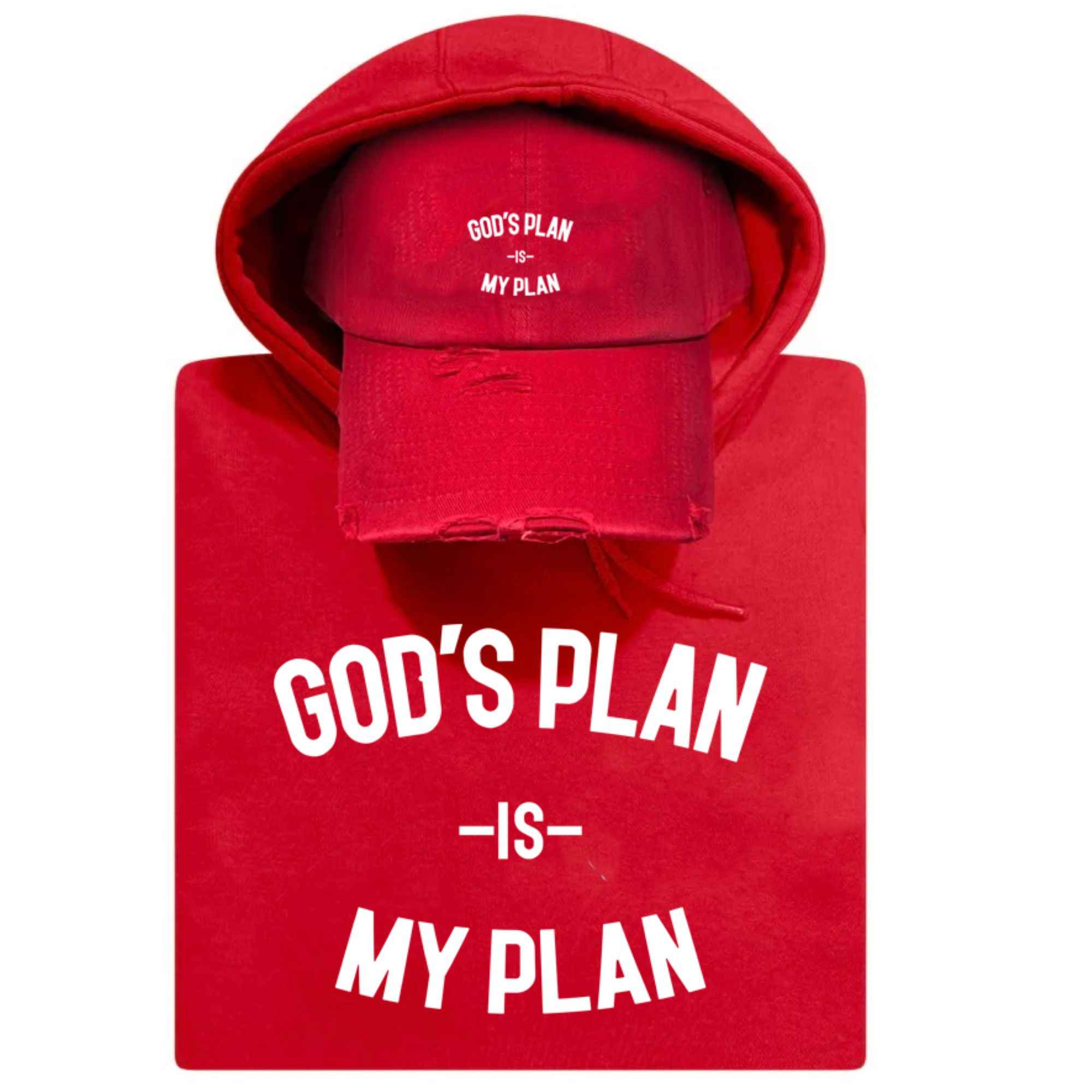 God's Plan My Plan Kids Hoodie & Hat Bundle Red