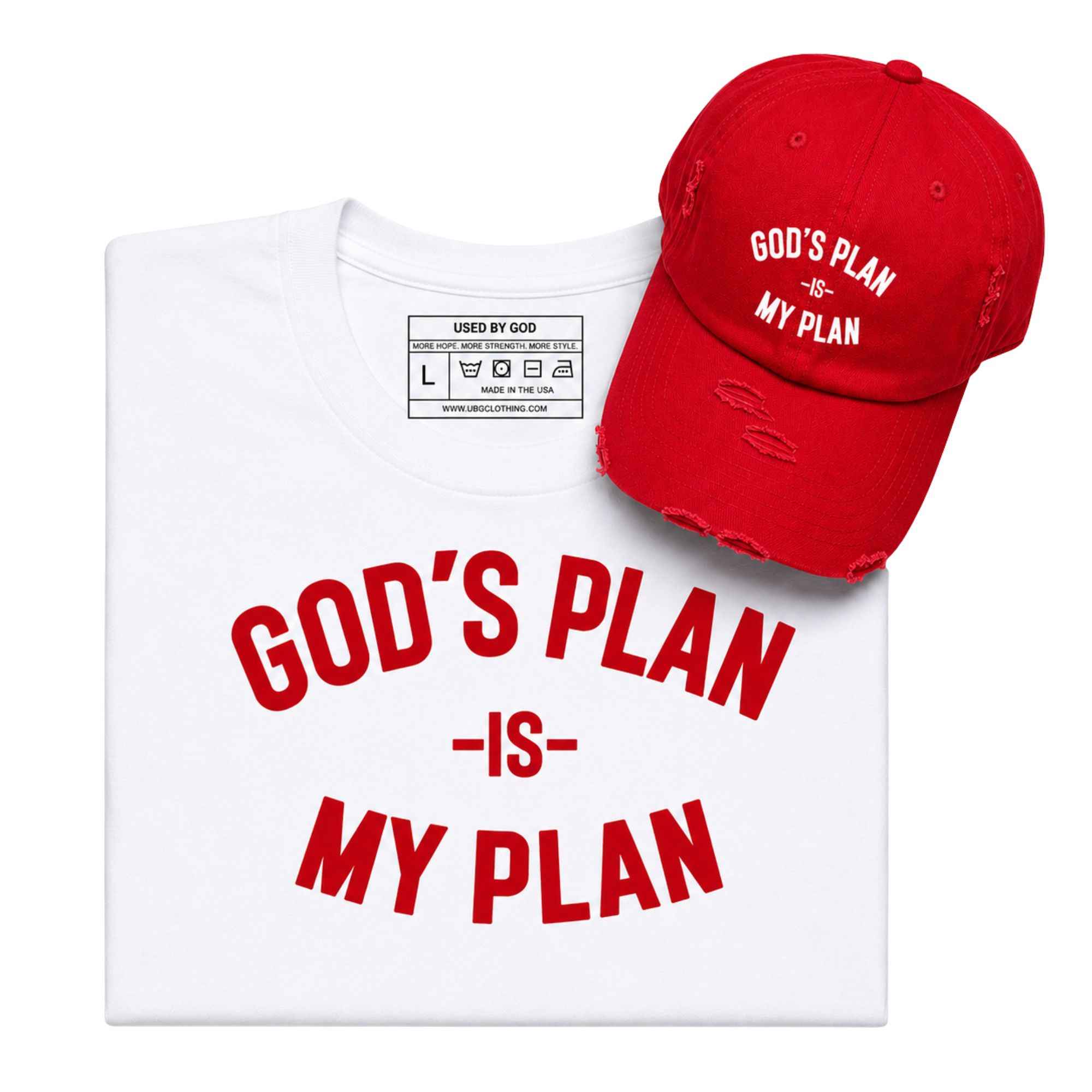 God's Plan My Plan T-Shirt & Hat Bundle Fire