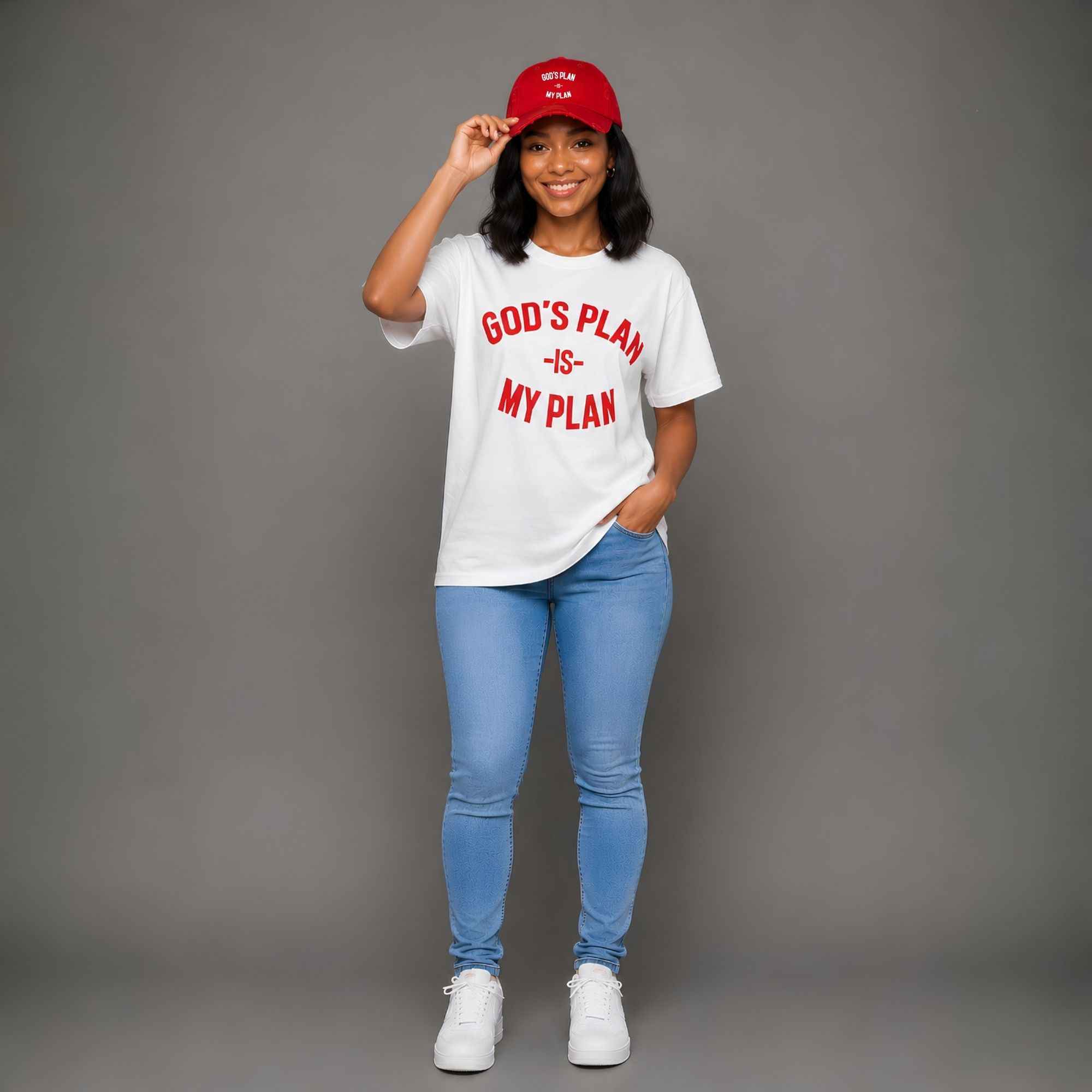 God's Plan My Plan T-Shirt & Hat Bundle Fire