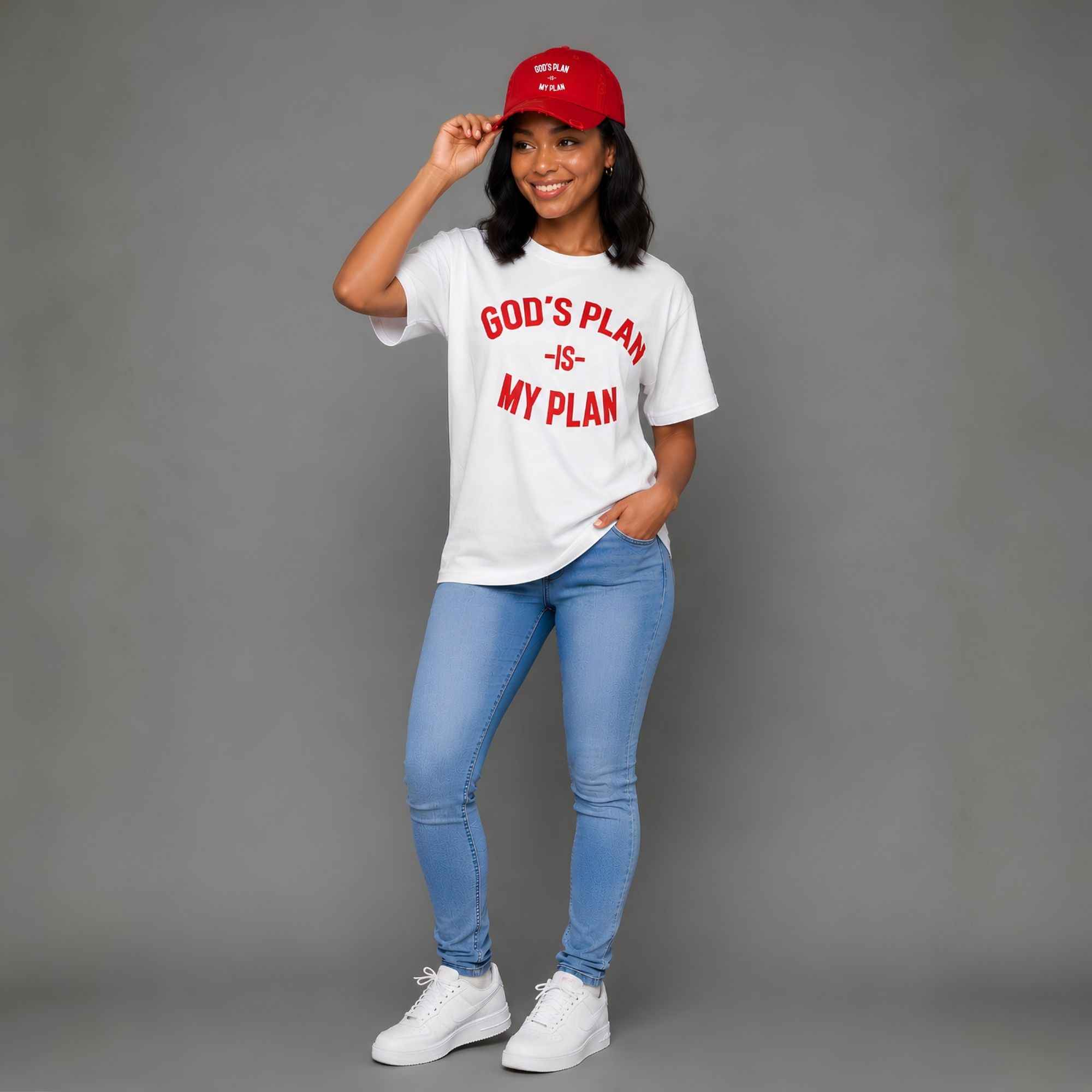 God's Plan My Plan T-Shirt & Hat Bundle Fire