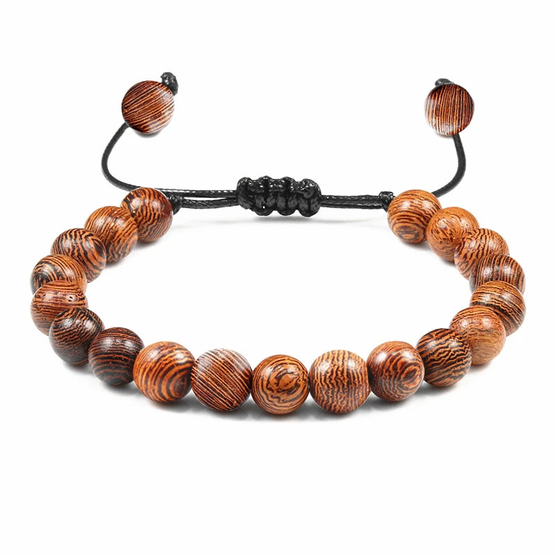 Wood Bead Cross Prayer Bracelet