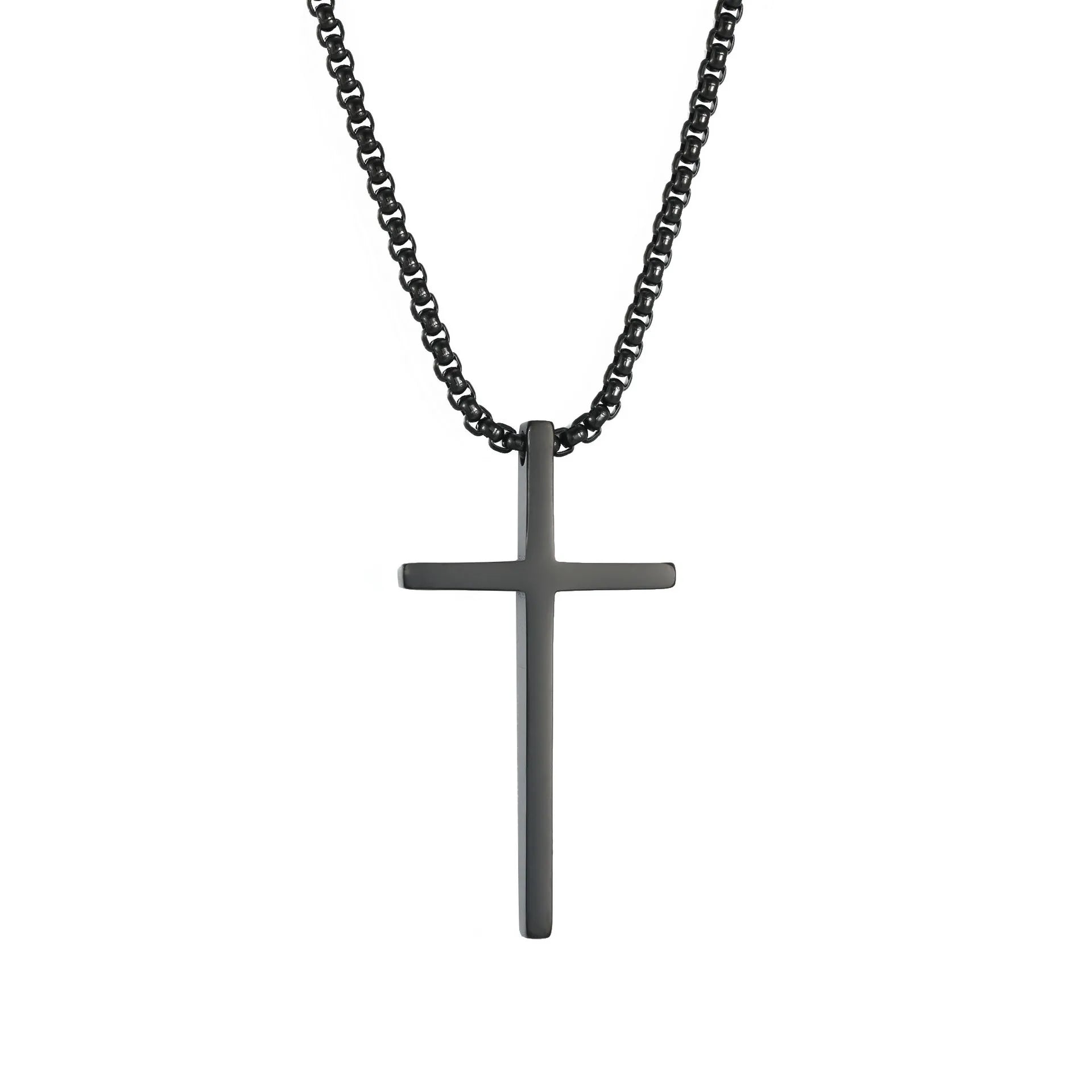 Minimalist Cross Necklace (Black)