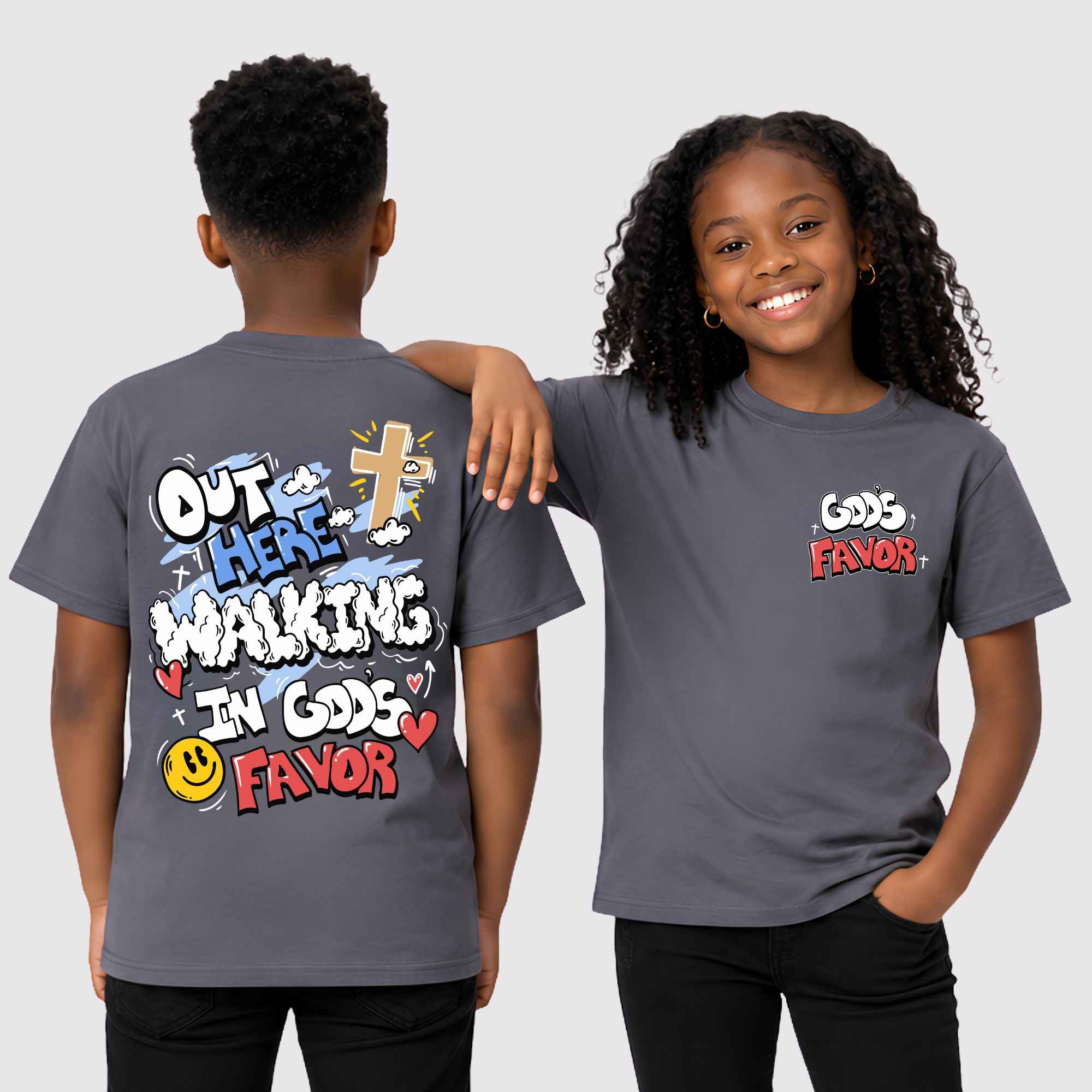 Walking In God's Favor Psalm Kids (Charcoal)