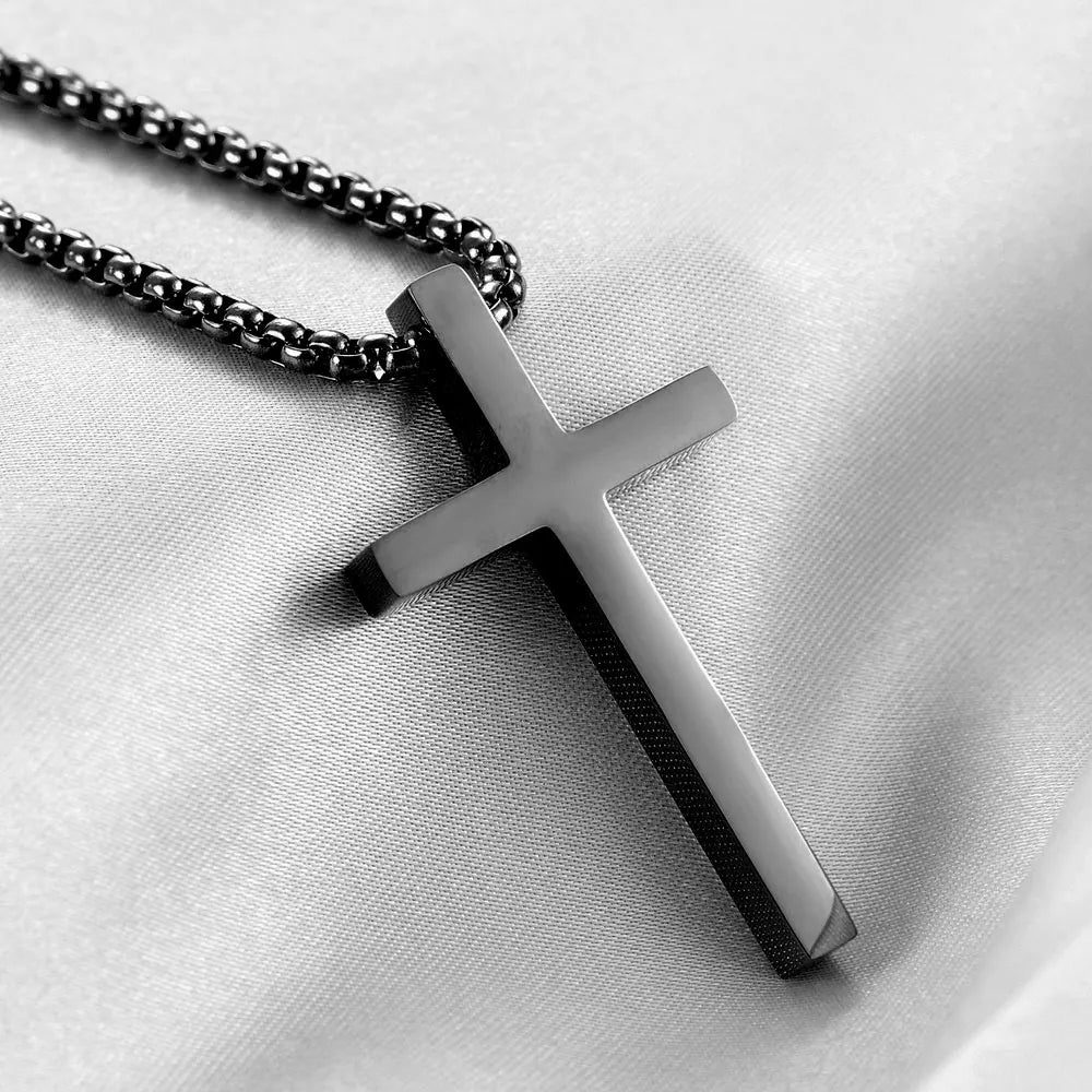 Minimalist Cross Necklace (Black)