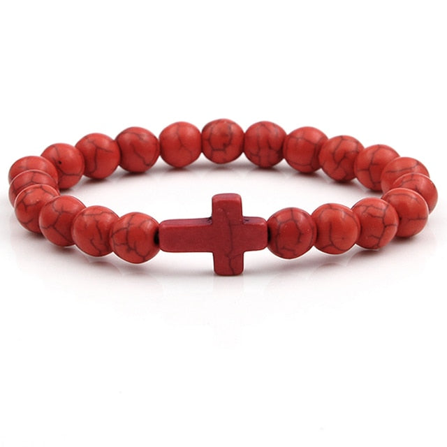Stone Cross Charm Bracelet (Fire)