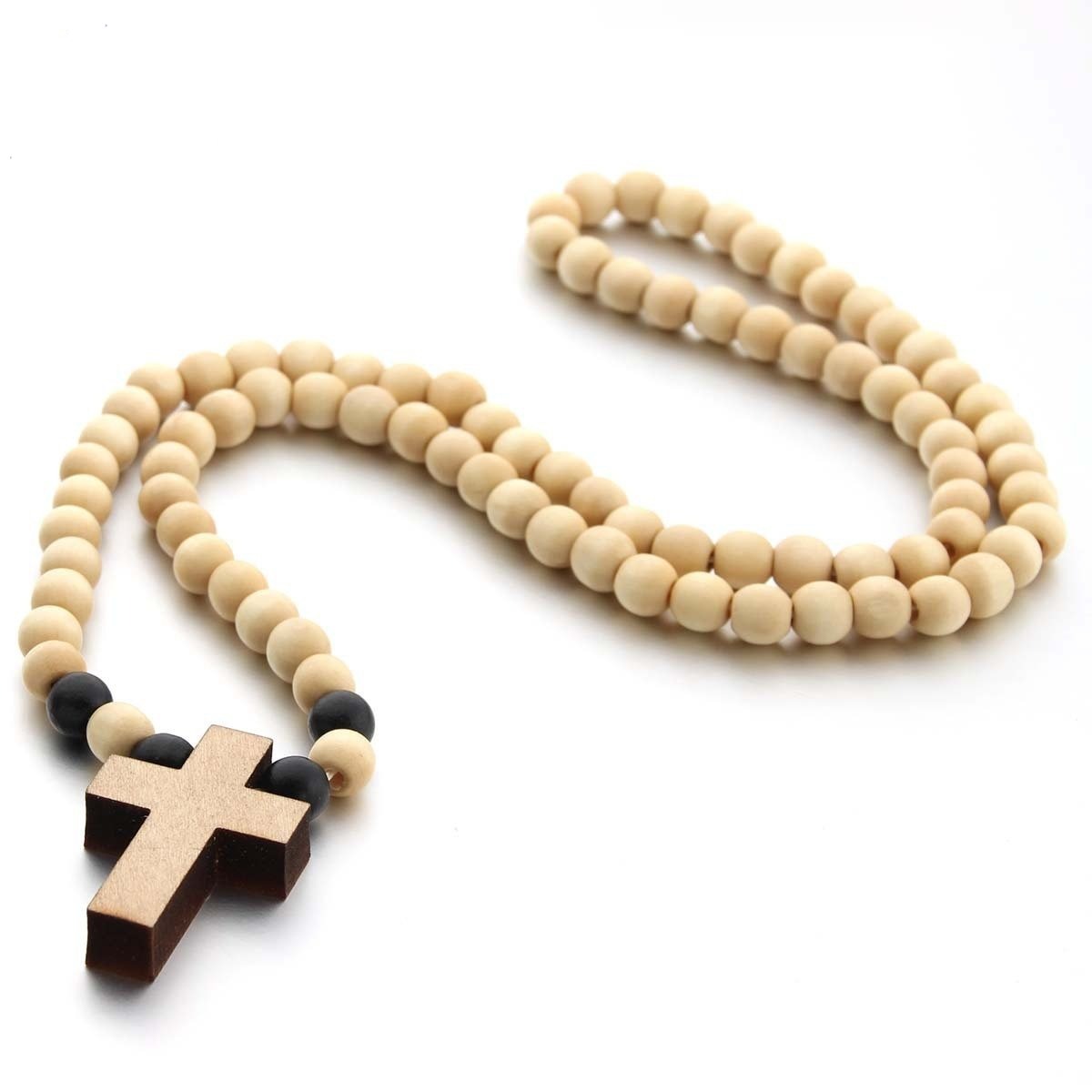 Natural Wooden Cross Pendant Necklace Bracelet