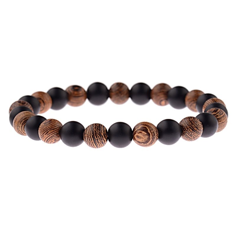 Wood Bead Cross Prayer Bracelet