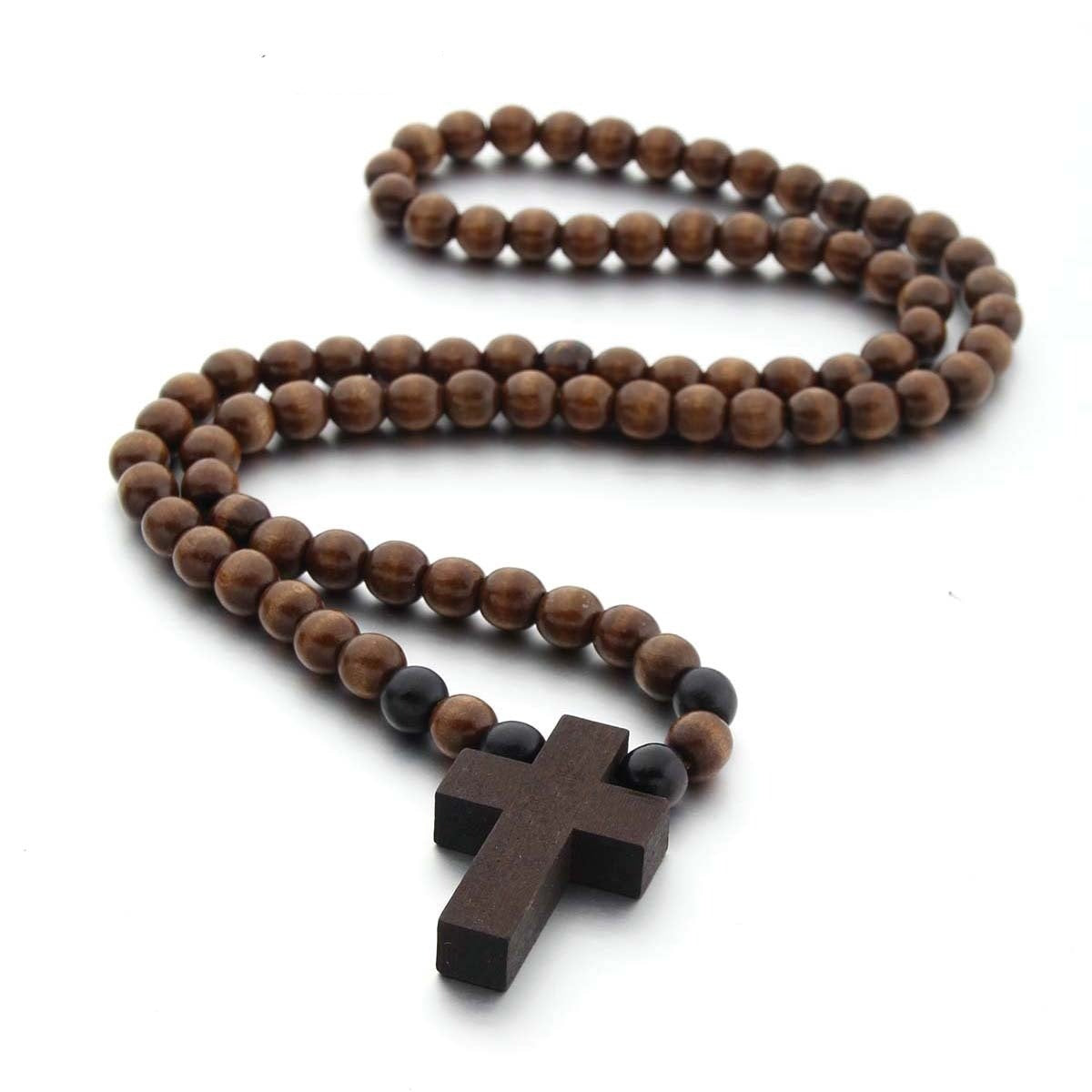 Natural Wooden Cross Pendant Necklace Bracelet