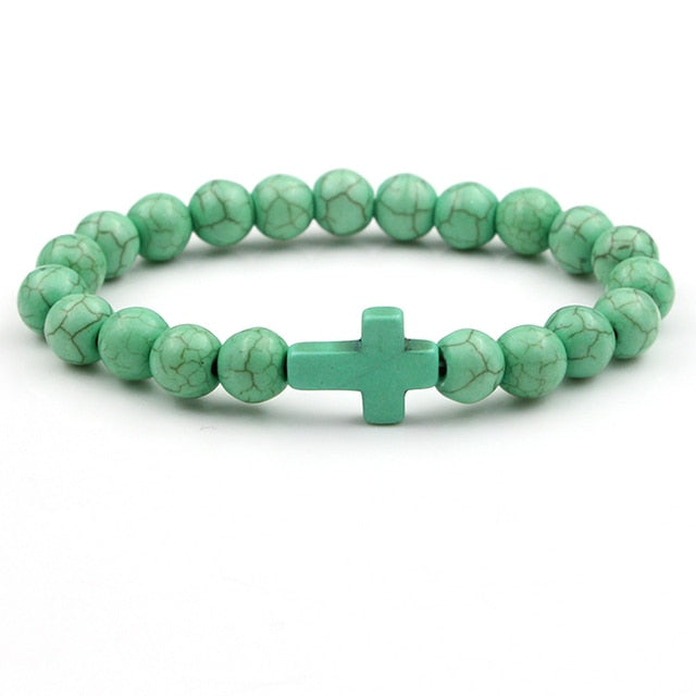 Hope Stone Cross Charm Bracelet