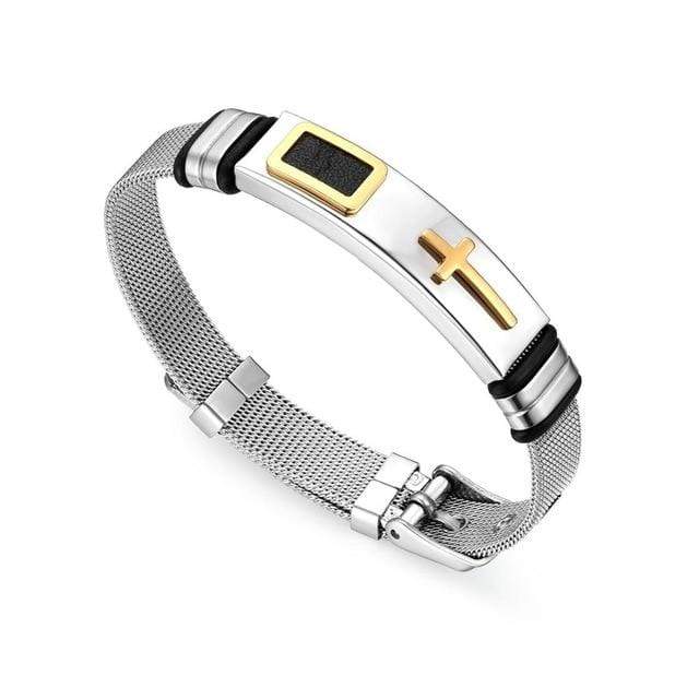 BONISKISS Unisex Classic Cross Stainless Steel Adjustable Bracelet - Used by God Clothing