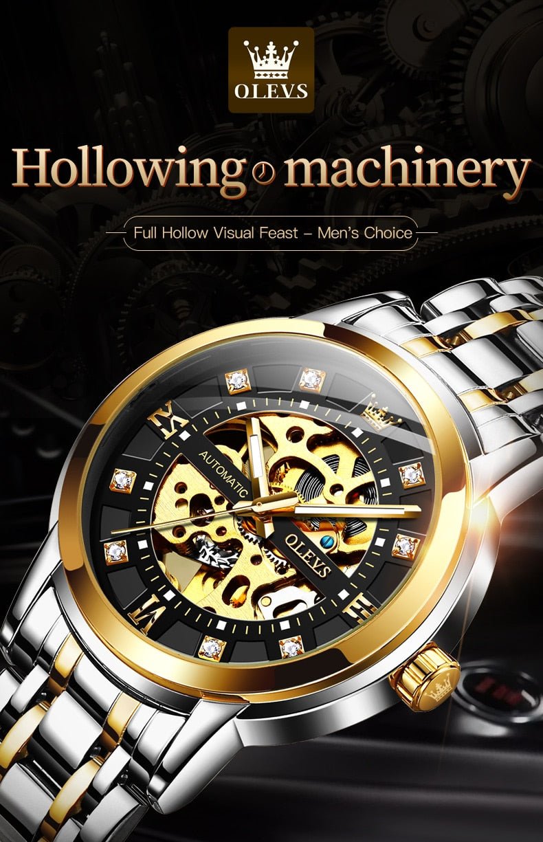 OLEVS Luxury Skeleton Automatic Mechanical Men's Watch
