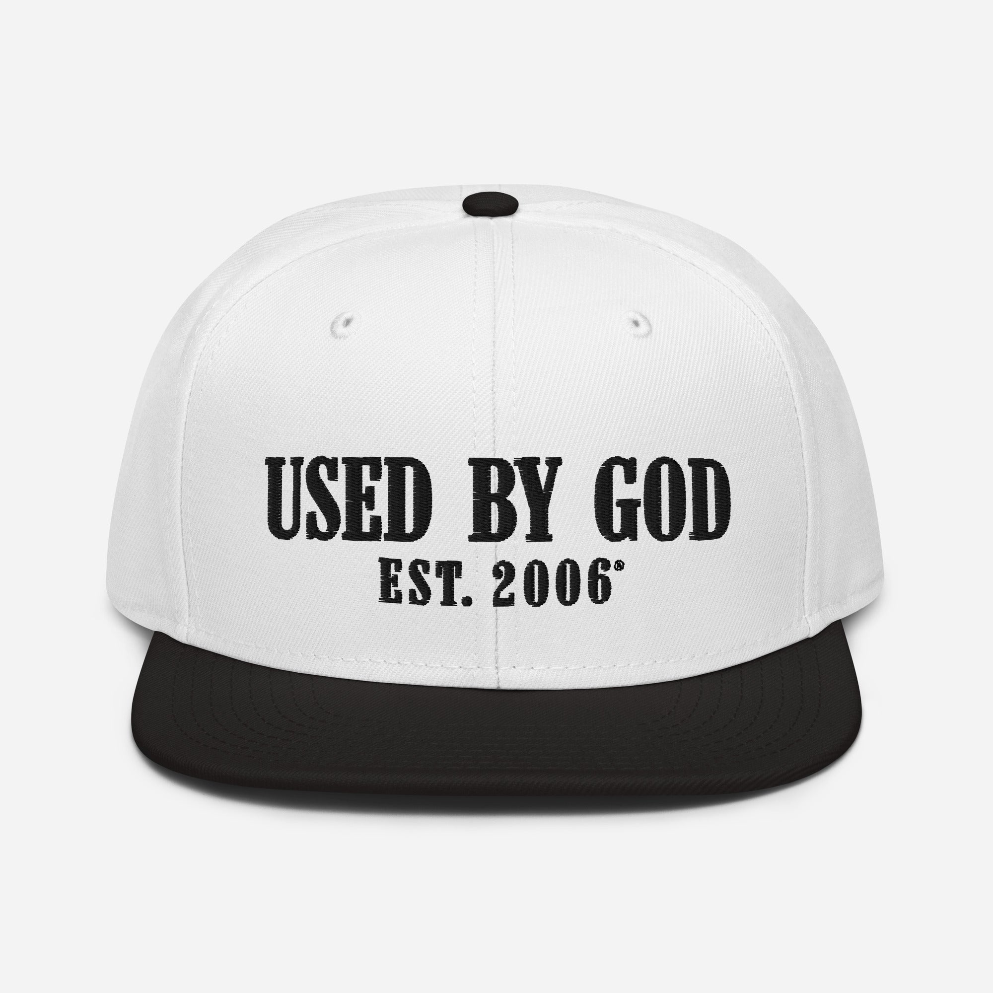 Used By God Est. 2006 BW Snapback Hat, Used By God, Used By God Clothing, Christian Apparel, Christian Hats, Christian T-Shirts, Christian Clothing, God Shirts, Christian Sweatshirts, God Clothing, Jesus Hoodie, Jesus Clothes, God Is Dope, Art Of Homage, Red Letter Clothing, Elevated Faith, Active Faith Sports, Beacon Threads, God The Father Apparel